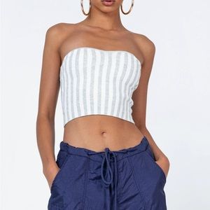 Princess Polly strapless grey stripe top